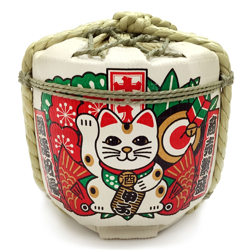Lucky Cat Empty Glass Sake Cask 60 fl oz / 1.8 L