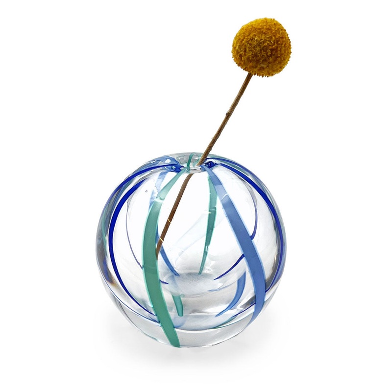 Hand Thrown Glass Bud Vase Tsugaru Vidro Irotemari Blue Sky