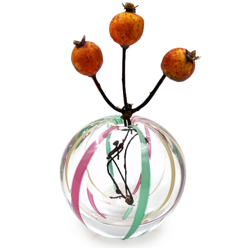 Hand Thrown Glass Bud Vase Tsugaru Vidro Irotemari Yayoi