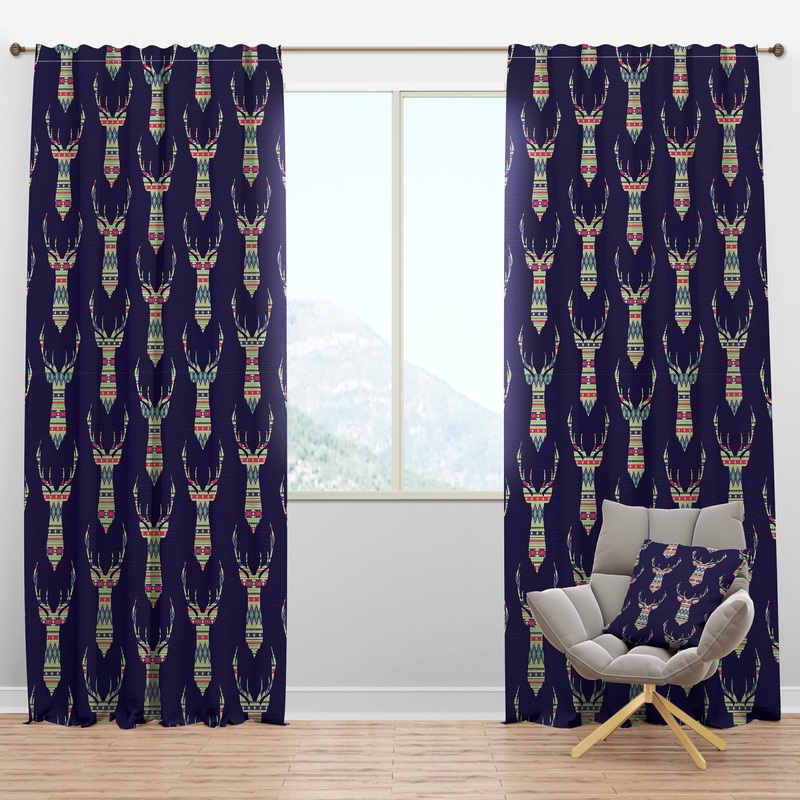 Colorful Decorative Ethnic Pattern with Deer – Modern & Contemporary Curtain Panels